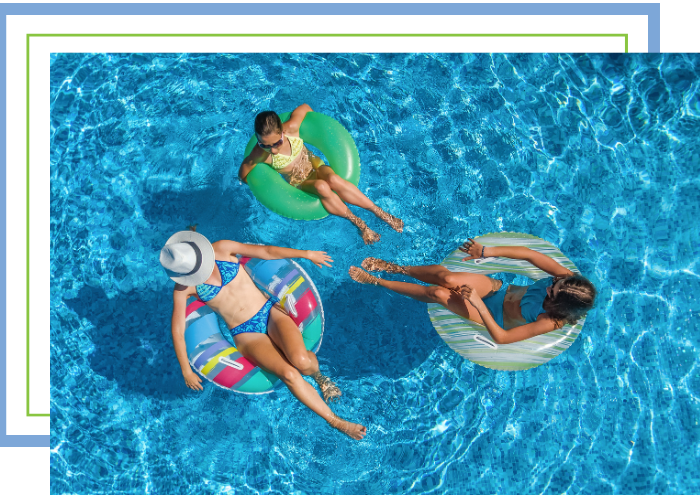 Family enjoying a clean pool