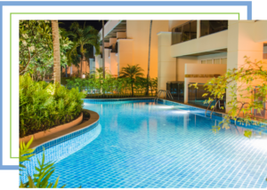 Crystal-clear swimming pool water