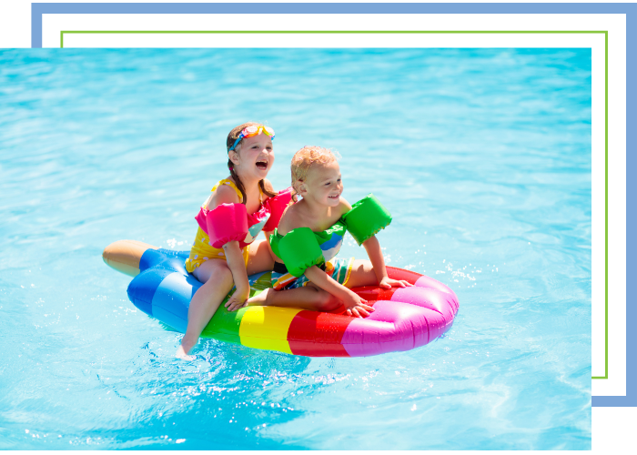 Children playing in a swimming pool