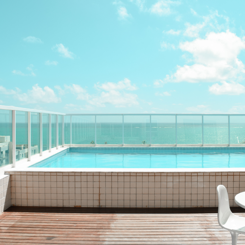 pool next to ocean