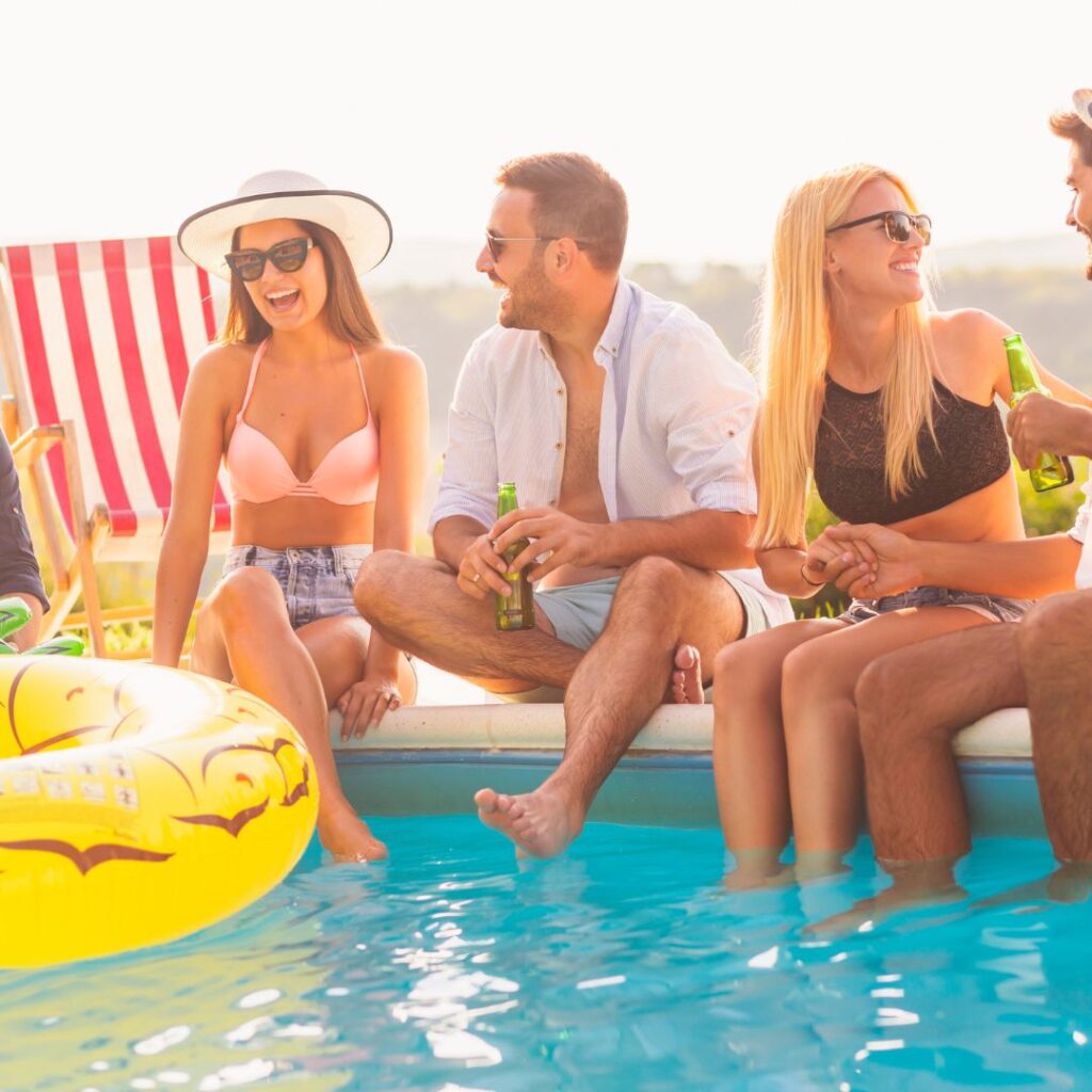 Friends enjoying a pool